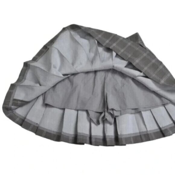 J.ING School Girl Plaid Checkered Pleated Skirt Gray Size XS - Picture 10 of 10
